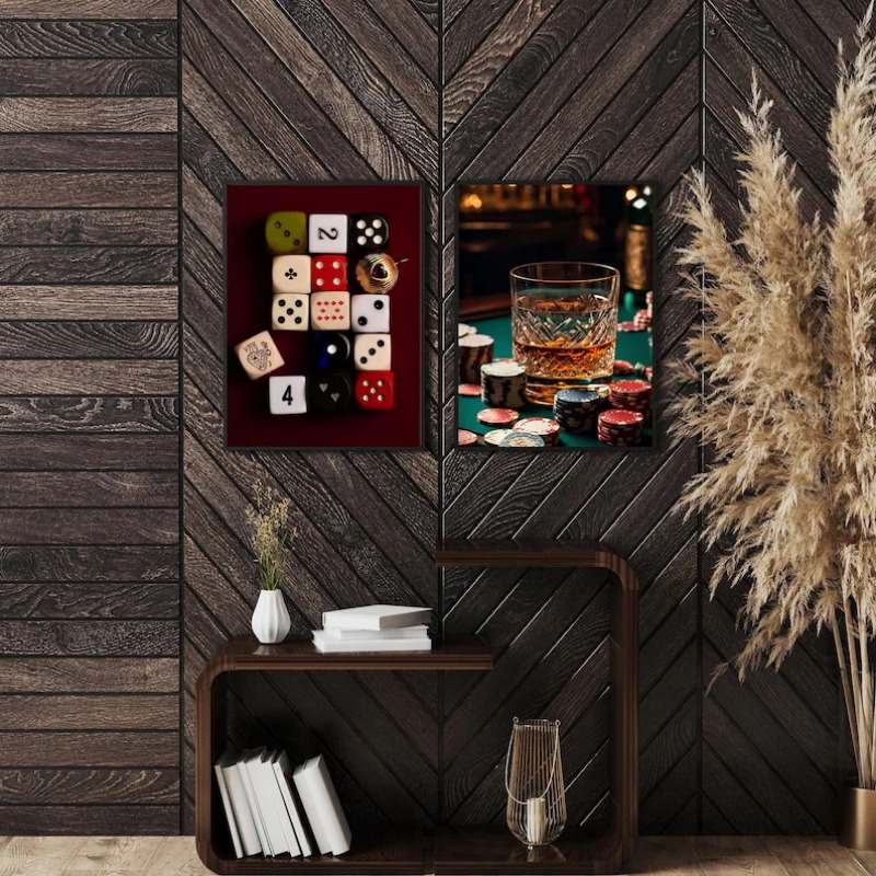 Póster Retro de Dados de Póker - Luxury Lifestyle Furniture reseña y precio